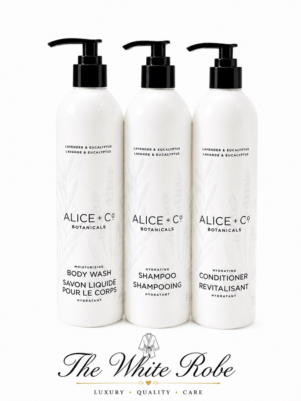 (3 PACK) SHAMPOO, CONDITIONER & BODY WASH by ALICE & Co. Eucalyptus & Lavender